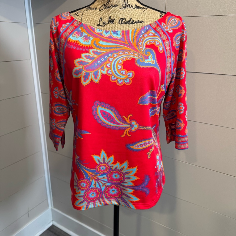 Gretchen Scott Red Paisley Top - Small